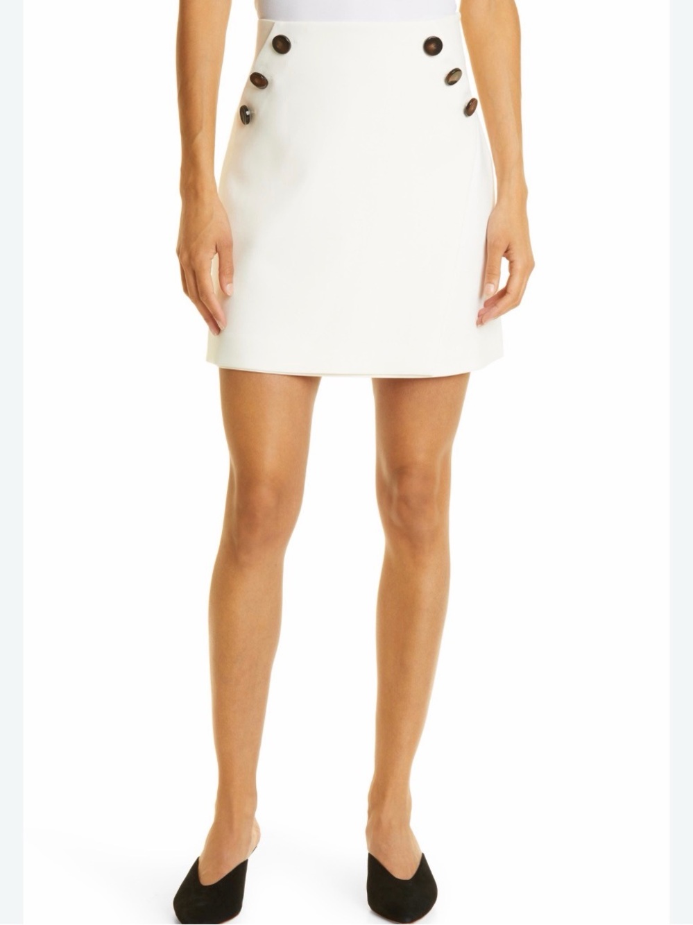H&M Cream Mini Skirt with Contrast Buttons